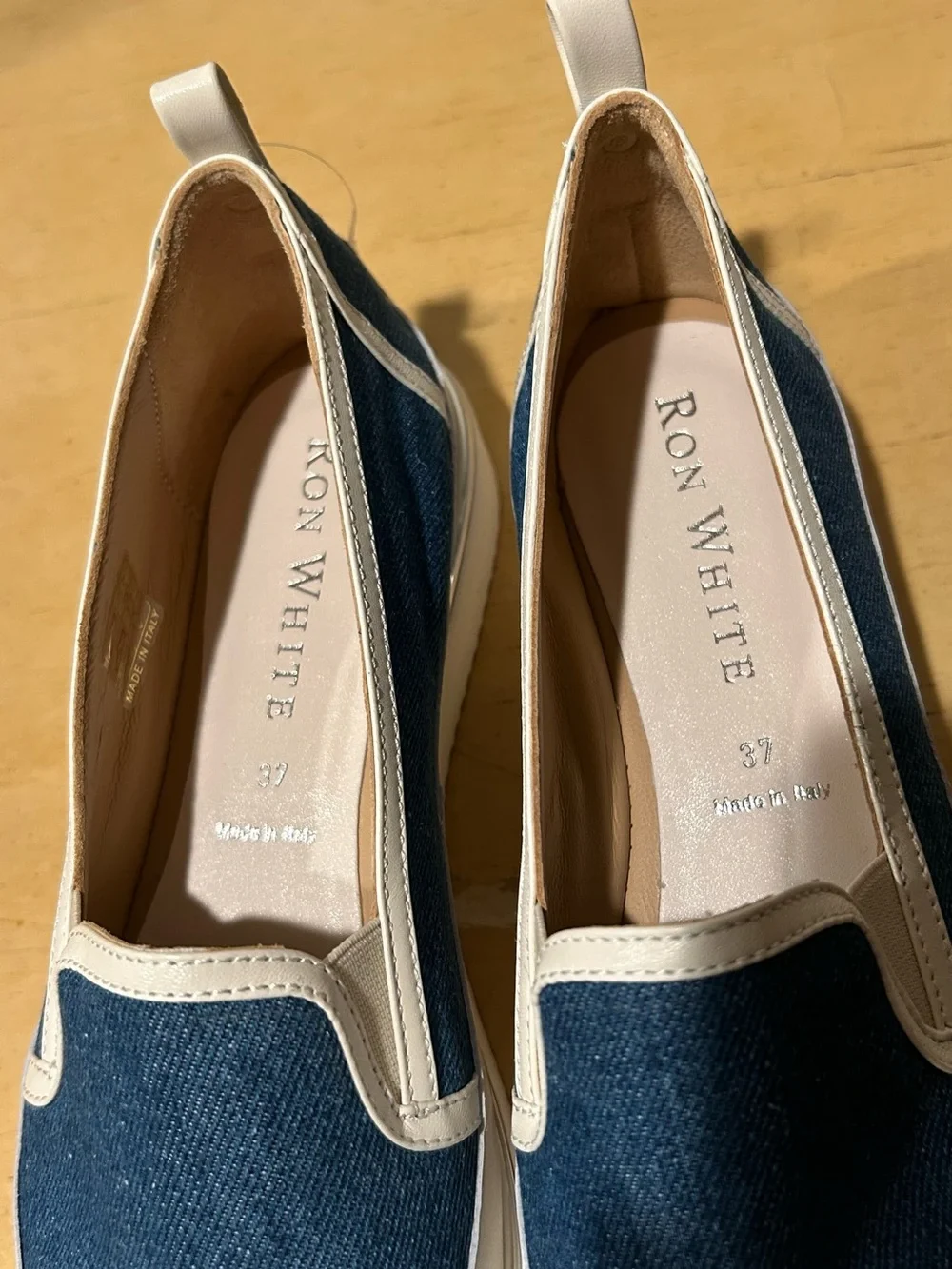 Ron white Melanie slip on denim fabric wedge in size 37 euro us 6.5